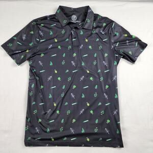 Disc Golf Swag Short Sleeve Polo Shirt Mens Large Trees Basket Mando